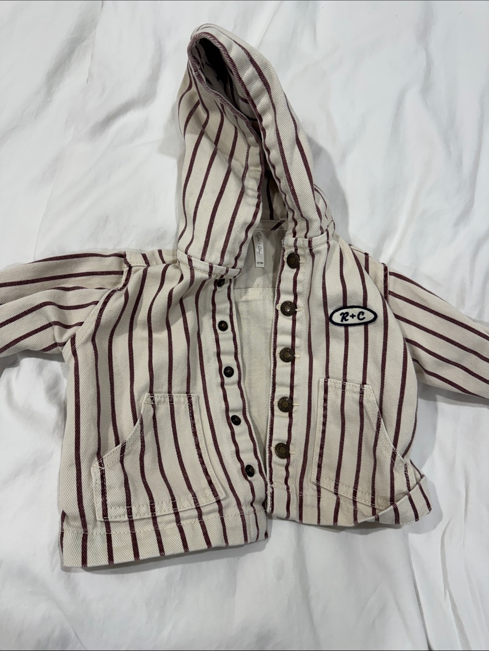 Rylee + Cru Cream Jacket with Burgundy Stripes